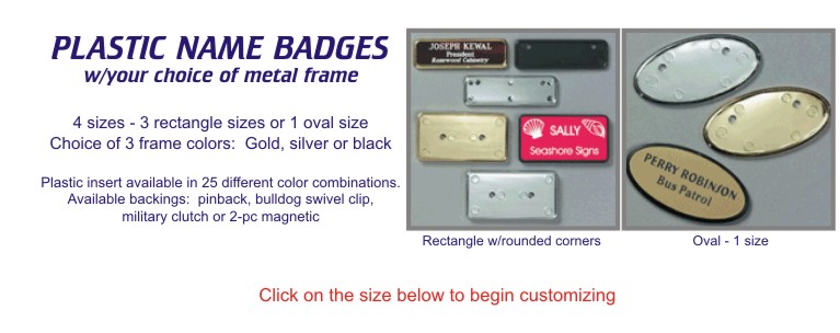 Custom Text and Size, Metal Name Tags