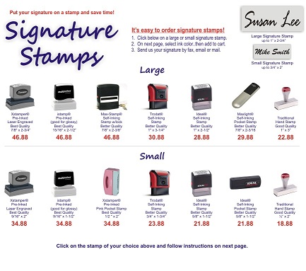 Custom Signature Stamp - Self Inking - Your Choice of